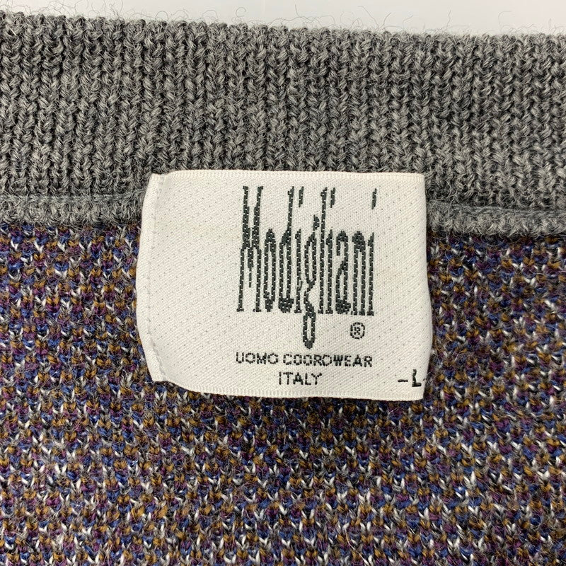 【中古品】【メンズ】 MODIGLIANI モディリアーニ 幾何学模様 V NECK WOOL KNIT ブイネック ウール ニット トップス 長袖 146-260325-cs-17-izu サイズ：L カラー：マルチ 万代Net店