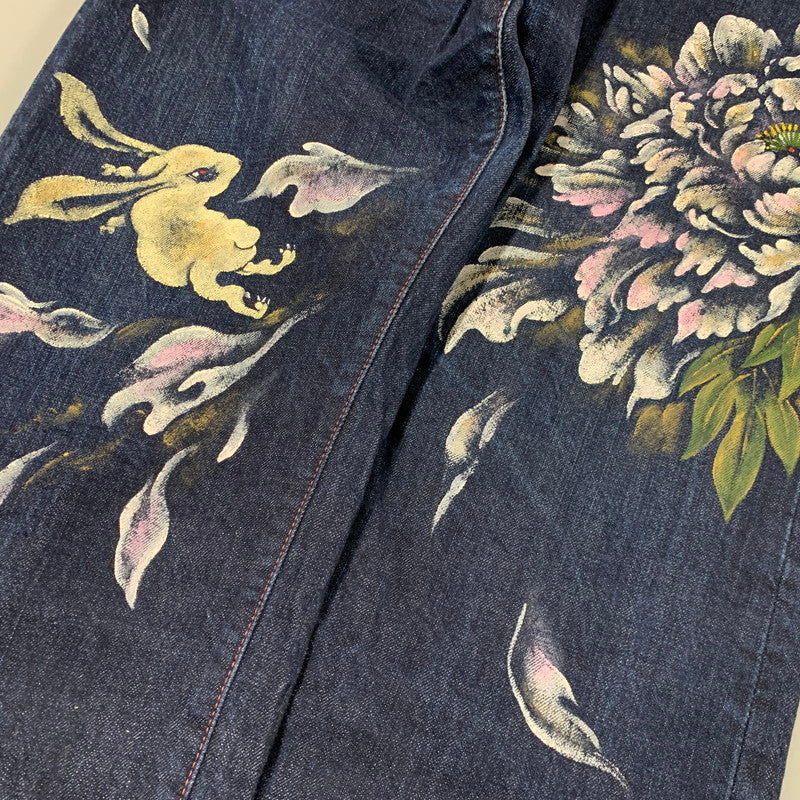 【中古品】【メンズ】 ZEN 禅 × CHIKIRIYA ちきりや DENIM PANTS デニムパンツ 牡丹兎 ジーンズ ボトムス 156-260326-as-05-izu サイズ：38 カラー：インディゴ 万代Net店