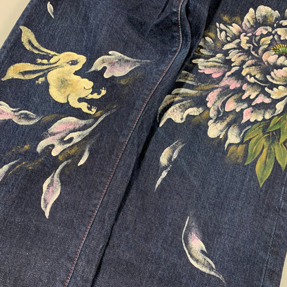 【中古品】【メンズ】 ZEN 禅 × CHIKIRIYA ちきりや DENIM PANTS デニムパンツ 牡丹兎 ジーンズ ボトムス 156-260326-as-05-izu サイズ：38 カラー：インディゴ 万代Net店