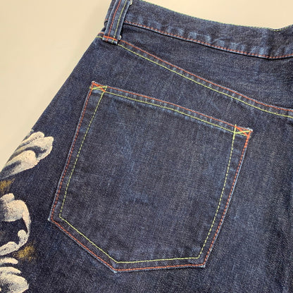 【中古品】【メンズ】 ZEN 禅 × CHIKIRIYA ちきりや DENIM PANTS デニムパンツ 牡丹兎 ジーンズ ボトムス 156-260326-as-05-izu サイズ：38 カラー：インディゴ 万代Net店