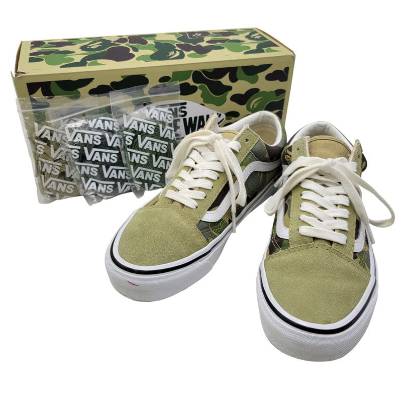 【中古品】【メンズ/レディース】 A BATHING APE × VANS アベイシングエイプ×バンズ VN0A54F37BE ABC CAMO OLD SKOOL エービーシー カモ オールド スクール スニーカー シューズ 靴 164-260322-cs-16-izu サイズ：25cm カラー：グリーン系 万代Net店