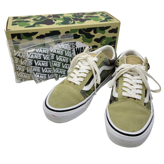 【中古品】【メンズ/レディース】 A BATHING APE × VANS アベイシングエイプ×バンズ VN0A54F37BE ABC CAMO OLD SKOOL エービーシー カモ オールド スクール スニーカー シューズ 靴 164-260322-cs-16-izu サイズ：25cm カラー：グリーン系 万代Net店