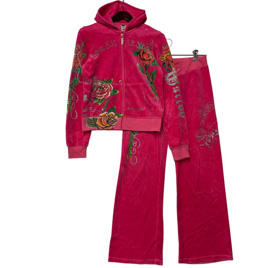 【中古品】【レディース】 VELOR SET UP JERSEY ベロア セットアップ ジャージ 168-260323-ya-18-izu サイズ：XL カラー：PINK 万代Net店