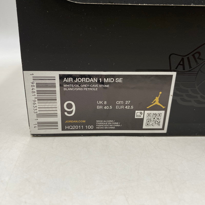 【中古品】【メンズ】 NIKE ナイキ AIR JORDAN 1 MID SE HQ2011-100 エア ジョーダン 1 ミッド SE スニーカー シューズ 靴 160-260323-as-14-izu サイズ：27cm カラー：WHITE/OIL GREY-CAVE STONE 万代Net店