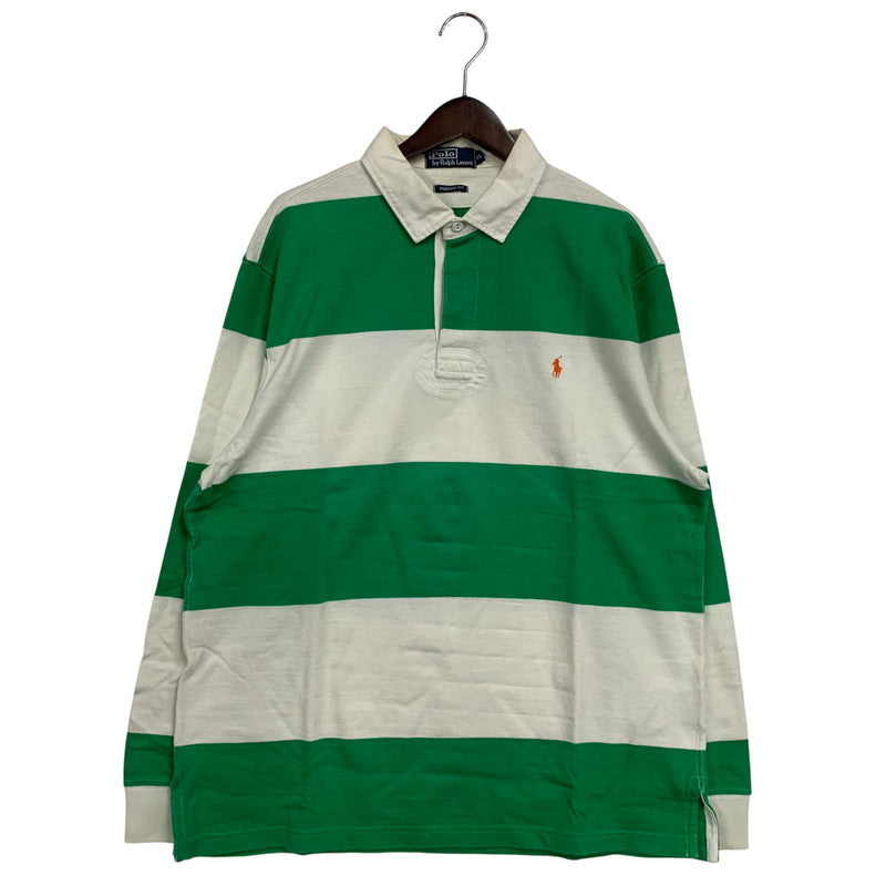 【中古品】【メンズ】 CUSTOM FIT RUGBY BORDER LS SHIRT ラグビー ボーダー ロングスリーブ シャツ 長袖 146-260326-as-11-izu サイズ：XL カラー：グリーン×ホワイト 万代Net店