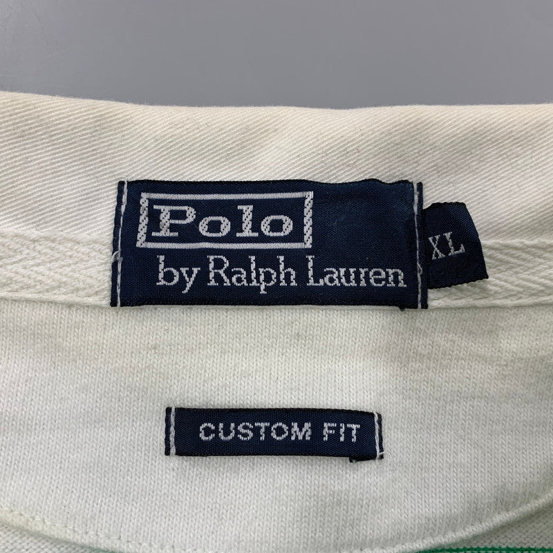 【中古品】【メンズ】 CUSTOM FIT RUGBY BORDER LS SHIRT ラグビー ボーダー ロングスリーブ シャツ 長袖 146-260326-as-11-izu サイズ：XL カラー：グリーン×ホワイト 万代Net店