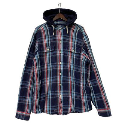 【中古品】【メンズ】 90S THERMAL LINER FLANNEL CHECK HOODIE SHIRT サーマル ライナー フランネル チェック フーディー シャツ トップス 長袖 146-260325-cs-07-izu サイズ：L カラー：マルチ 万代Net店