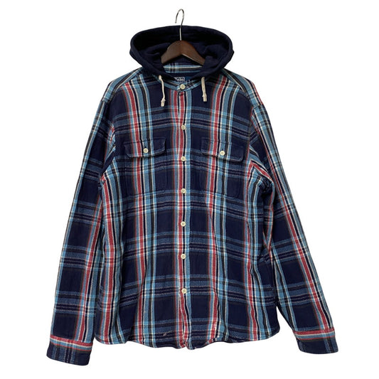 【中古品】【メンズ】 90S THERMAL LINER FLANNEL CHECK HOODIE SHIRT サーマル ライナー フランネル チェック フーディー シャツ トップス 長袖 146-260325-cs-07-izu サイズ：L カラー：マルチ 万代Net店