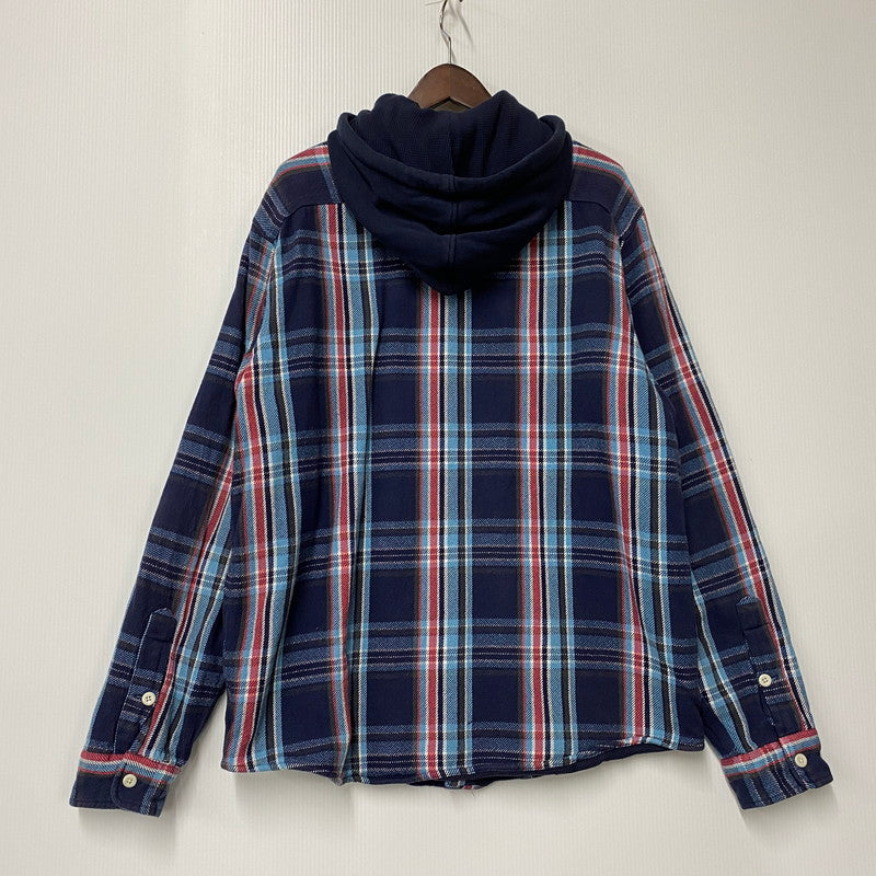 【中古品】【メンズ】 90S THERMAL LINER FLANNEL CHECK HOODIE SHIRT サーマル ライナー フランネル チェック フーディー シャツ トップス 長袖 146-260325-cs-07-izu サイズ：L カラー：マルチ 万代Net店