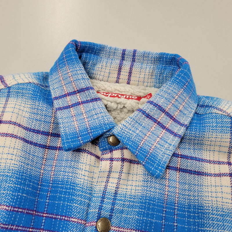 【中古品】【メンズ】 Supreme シュプリーム LINED FLANNEL SNAP SHIRT ラインド フランネル スナップ シャツ チェック 149-260323-as-06-izu サイズ：M カラー：ブルー系 万代Net店