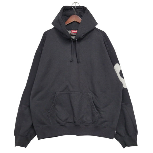 【中古品】【メンズ】 Supreme シュプリーム BIG LOGO JACQUARD HOODED SWEATSHIRT ビッグロゴ ジャガード フーデッド スウェットシャツ パーカー 149-260323-as-05-izu サイズ：L カラー：ブラック 万代Net店