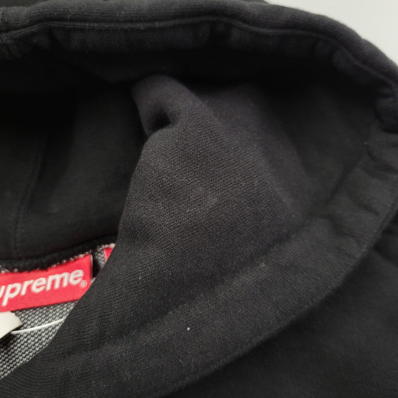 【中古品】【メンズ】 Supreme シュプリーム BIG LOGO JACQUARD HOODED SWEATSHIRT ビッグロゴ ジャガード フーデッド スウェットシャツ パーカー 149-260323-as-05-izu サイズ：L カラー：ブラック 万代Net店