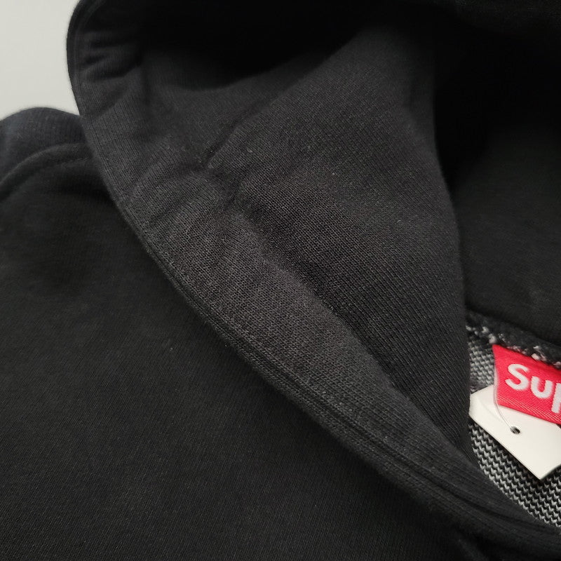 【中古品】【メンズ】 Supreme シュプリーム BIG LOGO JACQUARD HOODED SWEATSHIRT ビッグロゴ ジャガード フーデッド スウェットシャツ パーカー 149-260323-as-05-izu サイズ：L カラー：ブラック 万代Net店