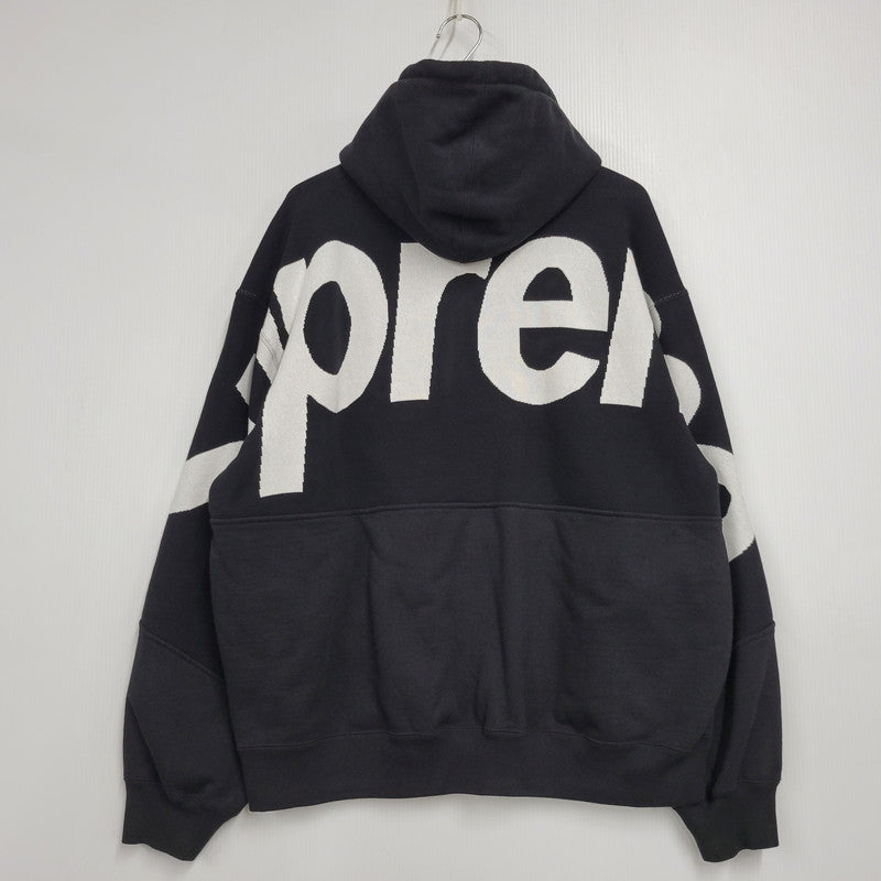 【中古品】【メンズ】 Supreme シュプリーム BIG LOGO JACQUARD HOODED SWEATSHIRT ビッグロゴ ジャガード フーデッド スウェットシャツ パーカー 149-260323-as-05-izu サイズ：L カラー：ブラック 万代Net店