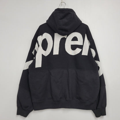 【中古品】【メンズ】 Supreme シュプリーム BIG LOGO JACQUARD HOODED SWEATSHIRT ビッグロゴ ジャガード フーデッド スウェットシャツ パーカー 149-260323-as-05-izu サイズ：L カラー：ブラック 万代Net店