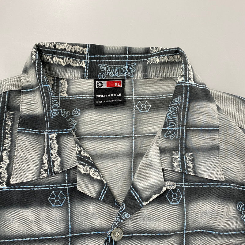 【中古品】【メンズ】 SOUTHPOLE サウスポール 90S ALL-OVER PATTERN OPEN COLLAR SS SHIRT オールオーバー パターン オープンカラー ショートスリーブ シャツ トップス 半袖 146-260330-cs-13-izu サイズ：XL カラー：グレー系 万代Net店