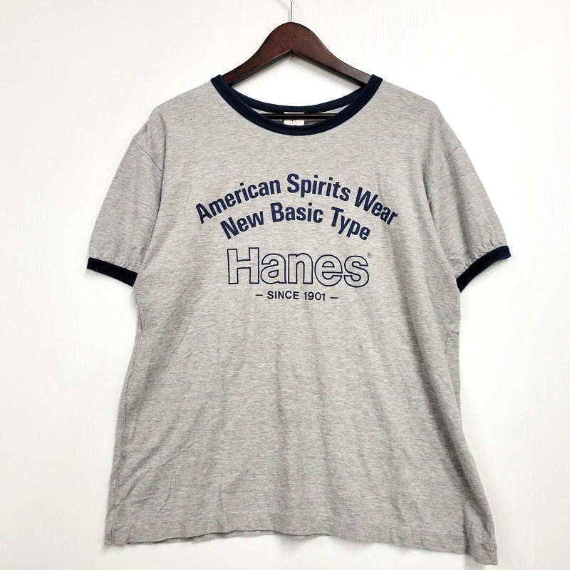 【中古品】【メンズ】 HANES ヘインズ 日本製 70’S RINGERNECK リンガーネック S S TEE ショートスリーブ Tシャツ トップス 半袖 146-260602-ya-14-izu サイズ：L カラー：グレー 万代Net店