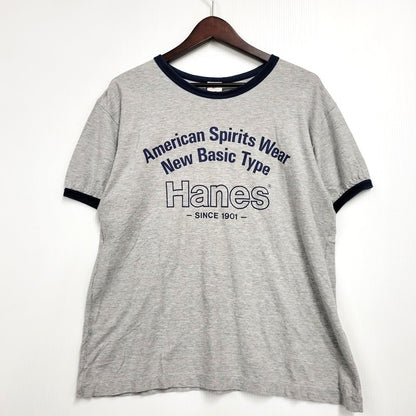 【中古品】【メンズ】 HANES ヘインズ 日本製 70’S RINGERNECK リンガーネック S S TEE ショートスリーブ Tシャツ トップス 半袖 146-260602-ya-14-izu サイズ：L カラー：グレー 万代Net店