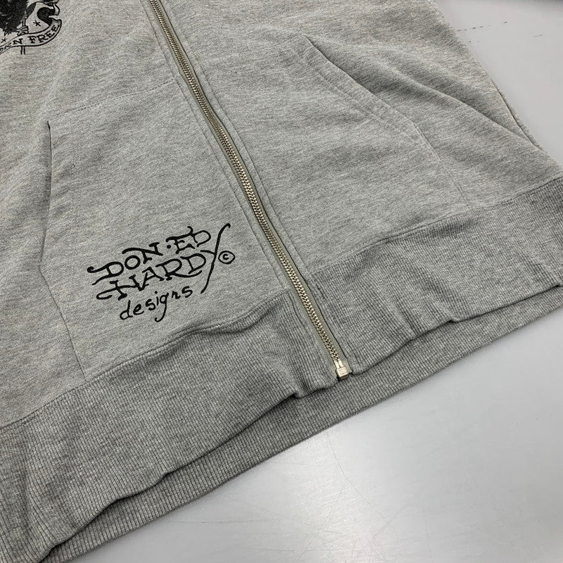 【中古品】【メンズ】 43KH04 PRINT ZIP UP HOODIE プリント ジップ アップ フーディー トップス 長袖 141-260327-cs-03-izu サイズ：L カラー：グレー 万代Net店