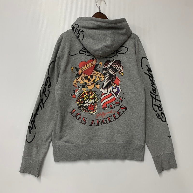 【中古品】【メンズ】 43KH04 PRINT ZIP UP HOODIE プリント ジップ アップ フーディー トップス 長袖 141-260327-cs-03-izu サイズ：L カラー：グレー 万代Net店