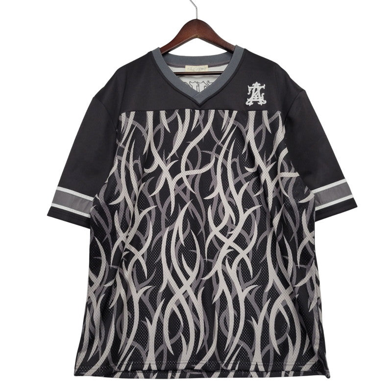 【中古品】【メンズ】 AZZURRO アズーロ TRIBAL COMO MESH FOOTBALL SS SHIRT トライバル コモ メッシュ フットボール ショートスリーブ シャツ 142-260331-cs-05-izu サイズ：XL カラー：ブラック 万代Net店