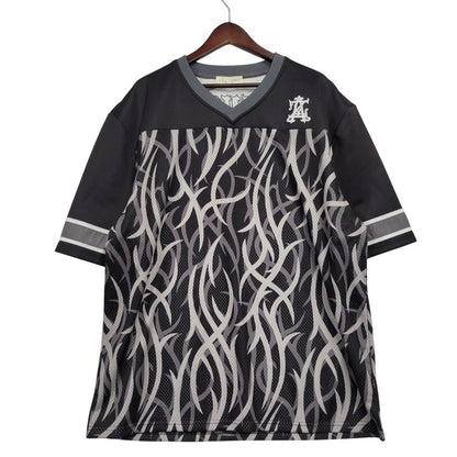 【中古品】【メンズ】 AZZURRO アズーロ TRIBAL COMO MESH FOOTBALL SS SHIRT トライバル コモ メッシュ フットボール ショートスリーブ シャツ 142-260331-cs-05-izu サイズ：XL カラー：ブラック 万代Net店