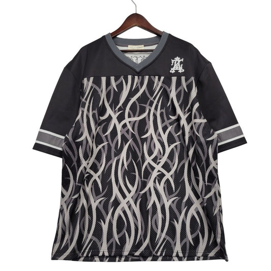 【中古品】【メンズ】 AZZURRO アズーロ TRIBAL COMO MESH FOOTBALL SS SHIRT トライバル コモ メッシュ フットボール ショートスリーブ シャツ 142-260331-cs-05-izu サイズ：XL カラー：ブラック 万代Net店