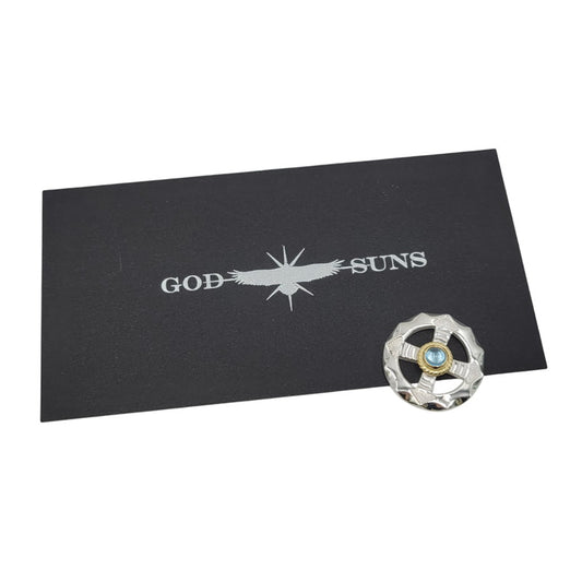 【中古品】【メンズ/レディース】 GOD SUNS ゴッドサンズ SV950 K18YG 金縄TQホイールLL (プレーン) ブルートパーズ アクセサリー 192-260408-kh-03-izu カラー：シルバー×ゴールド 万代Net店