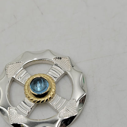 【中古品】【メンズ/レディース】 GOD SUNS ゴッドサンズ SV950 K18YG 金縄TQホイールLL (プレーン) ブルートパーズ アクセサリー 192-260408-kh-03-izu カラー：シルバー×ゴールド 万代Net店