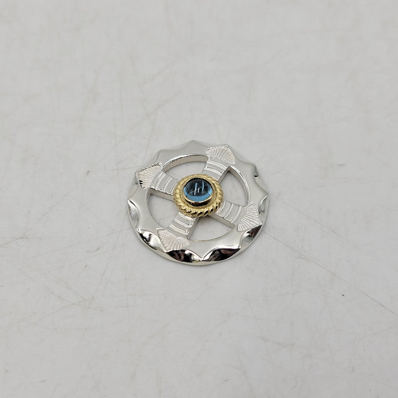 【中古品】【メンズ/レディース】 GOD SUNS ゴッドサンズ SV950 K18YG 金縄TQホイールLL (プレーン) ブルートパーズ アクセサリー 192-260408-kh-03-izu カラー：シルバー×ゴールド 万代Net店
