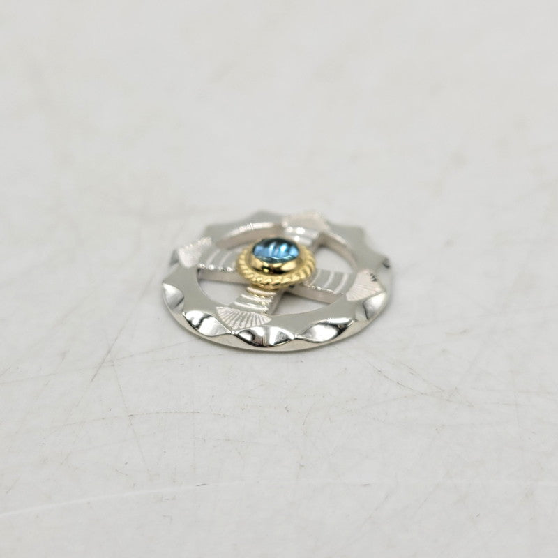 【中古品】【メンズ/レディース】 GOD SUNS ゴッドサンズ SV950 K18YG 金縄TQホイールLL (プレーン) ブルートパーズ アクセサリー 192-260408-kh-03-izu カラー：シルバー×ゴールド 万代Net店