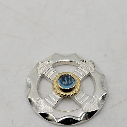 【中古品】【メンズ/レディース】 GOD SUNS ゴッドサンズ SV950 K18YG 金縄TQホイールLL (プレーン) ブルートパーズ アクセサリー 192-260408-kh-03-izu カラー：シルバー×ゴールド 万代Net店