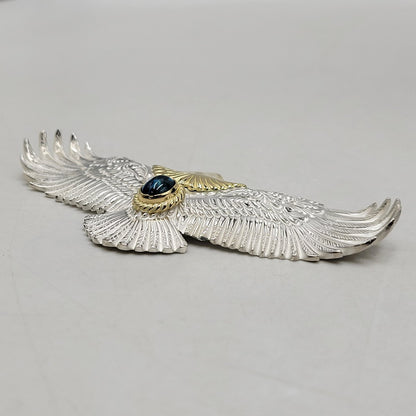 【中古品】【メンズ/レディース】 GOD SUNS ゴッドサンズ SV950 K18YG お正月限定アイテム 頭金&金縄 ブルートパーズ 大イーグル 両面唐草 アクセサリー 192-260408-kh-05-izu カラー：シルバー×ゴールド 万代Net店