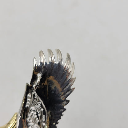 【中古品】【メンズ/レディース】 GOD SUNS ゴッドサンズ SV950 K18YG お正月限定アイテム 頭金&金縄 ブルートパーズ 大イーグル 両面唐草 アクセサリー 192-260408-kh-05-izu カラー：シルバー×ゴールド 万代Net店