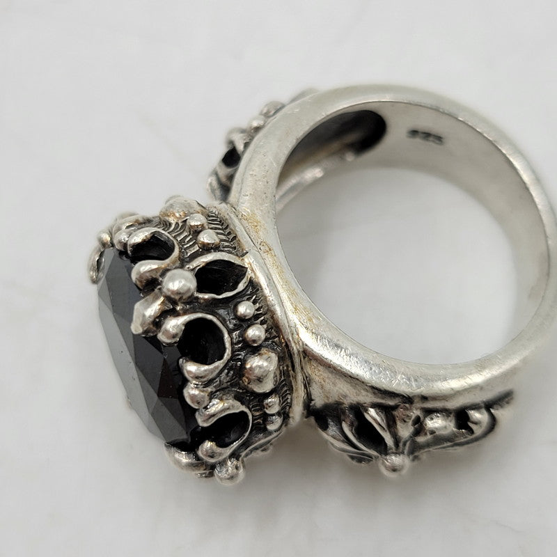 【中古品】【メンズ/レディース】 UNKNOWN アンノウン 925 CROWN CROSS STONE RING クラウン クロス ストーン リング アクセサリー 192-260602-ya-01-izu カラー：シルバー×ブラック 万代Net店