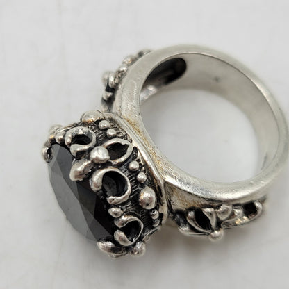 【中古品】【メンズ/レディース】 UNKNOWN アンノウン 925 CROWN CROSS STONE RING クラウン クロス ストーン リング アクセサリー 192-260602-ya-01-izu カラー：シルバー×ブラック 万代Net店