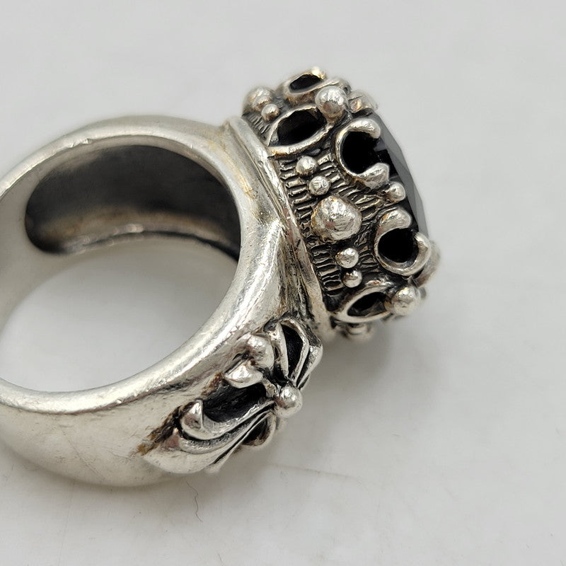 【中古品】【メンズ/レディース】 UNKNOWN アンノウン 925 CROWN CROSS STONE RING クラウン クロス ストーン リング アクセサリー 192-260602-ya-01-izu カラー：シルバー×ブラック 万代Net店