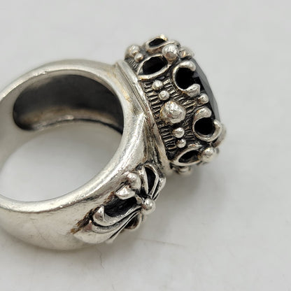 【中古品】【メンズ/レディース】 UNKNOWN アンノウン 925 CROWN CROSS STONE RING クラウン クロス ストーン リング アクセサリー 192-260602-ya-01-izu カラー：シルバー×ブラック 万代Net店