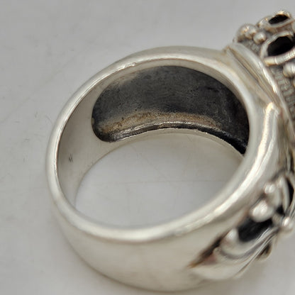 【中古品】【メンズ/レディース】 UNKNOWN アンノウン 925 CROWN CROSS STONE RING クラウン クロス ストーン リング アクセサリー 192-260602-ya-01-izu カラー：シルバー×ブラック 万代Net店