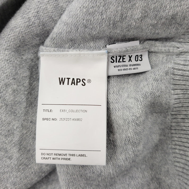 【中古品】【メンズ】 WTAPS ダブルタップス HOODIE / SWEATER / NYCO 252FZDT-KNM02 フーディー セーター パーカー 142-260405-as-11-izu サイズ：03 カラー：グレー 万代Net店