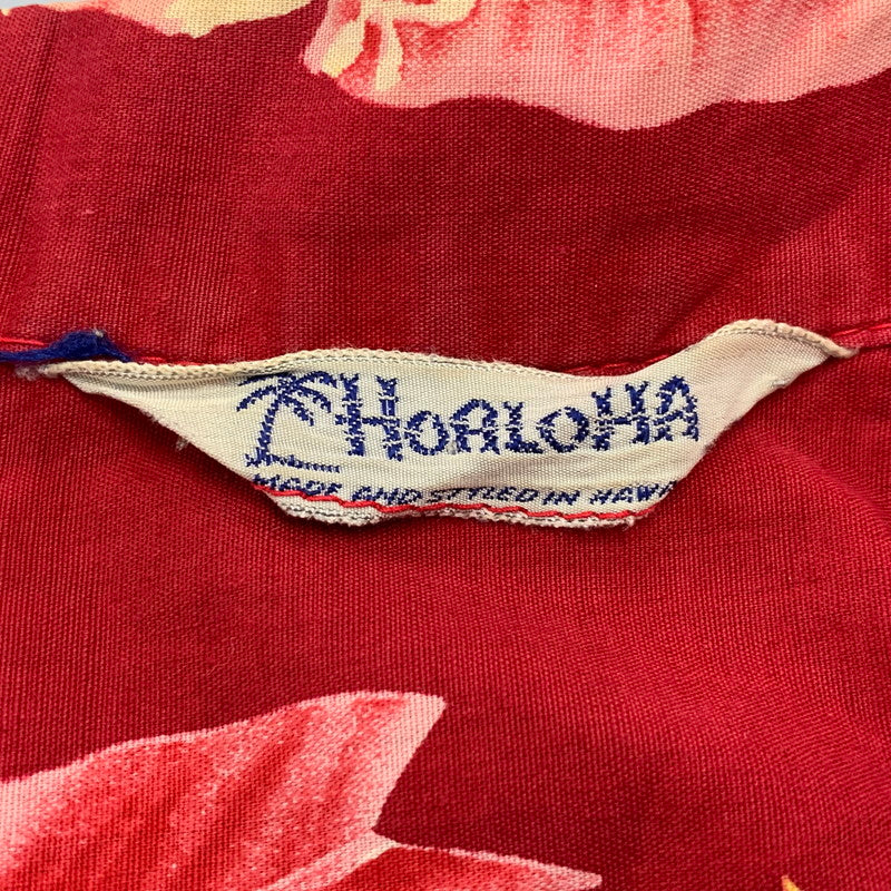 【中古品】【メンズ】 HOALOHA ホアロハ ALOHA SHIRT アロハシャツ ハワイ製 半袖 トップス 146-260329-as-08-izu カラー：レッド 万代Net店