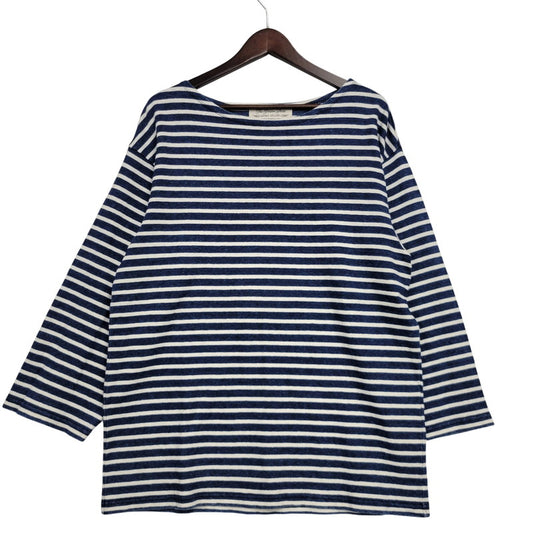 【中古品】【メンズ】 REMI RELIEF レミレリーフ BEAMS別注 COTTON BASQUE SHIRT 3/4 SLEEVE コットン バスク シャツ 3/4 スリーブ トップス 140-260605-kh-10-izu サイズ：M カラー：ブルー×ホワイト 万代Net店