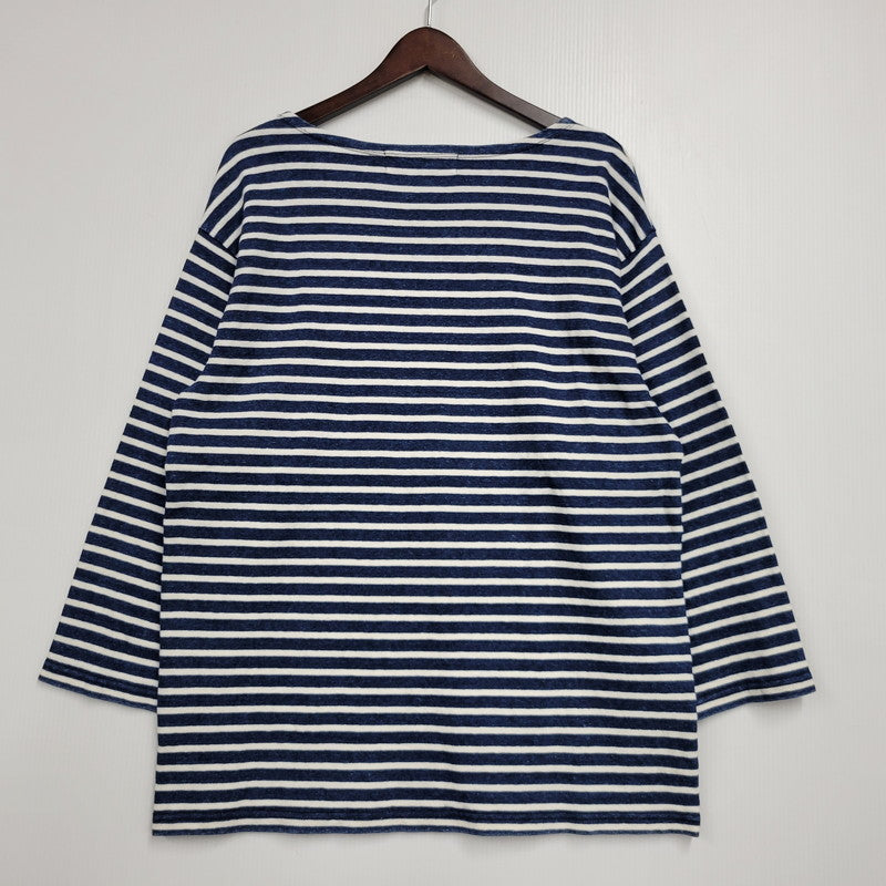 【中古品】【メンズ】 REMI RELIEF レミレリーフ BEAMS別注 COTTON BASQUE SHIRT 3/4 SLEEVE コットン バスク シャツ 3/4 スリーブ トップス 140-260605-kh-10-izu サイズ：M カラー：ブルー×ホワイト 万代Net店