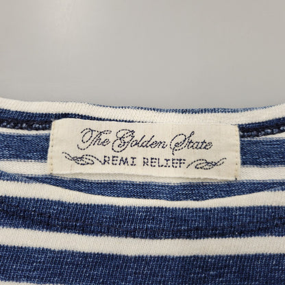 【中古品】【メンズ】 REMI RELIEF レミレリーフ BEAMS別注 COTTON BASQUE SHIRT 3/4 SLEEVE コットン バスク シャツ 3/4 スリーブ トップス 140-260605-kh-10-izu サイズ：M カラー：ブルー×ホワイト 万代Net店