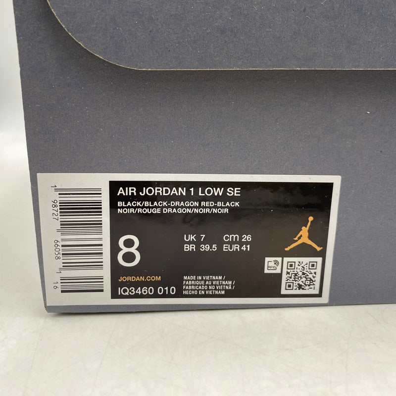 【中古美品】【メンズ/レディース】 IQ3460-010 AIR JORDAN 1 LOW SE エア ジョーダン ワン ロー エスイー スニーカー シューズ 靴 163-260327-cs-12-izu サイズ：26cm カラー：BLACK/BLACK-DRAGON RED-BLACK 万代Net店