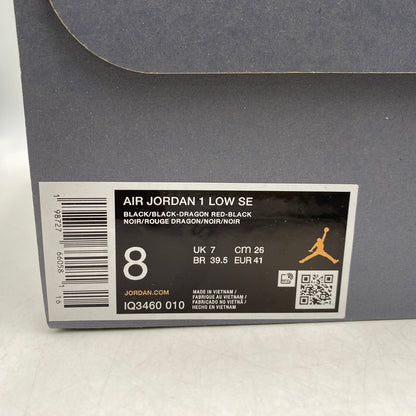 【中古美品】【メンズ/レディース】 IQ3460-010 AIR JORDAN 1 LOW SE エア ジョーダン ワン ロー エスイー スニーカー シューズ 靴 163-260327-cs-12-izu サイズ：26cm カラー：BLACK/BLACK-DRAGON RED-BLACK 万代Net店