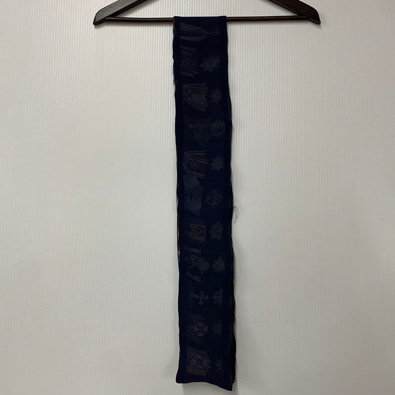 【中古品】【メンズ/レディース】 N6S67 シルク 勲章 総柄 ストール 服飾雑貨 187-260328-cs-11-izu カラー：ネイビー 万代Net店