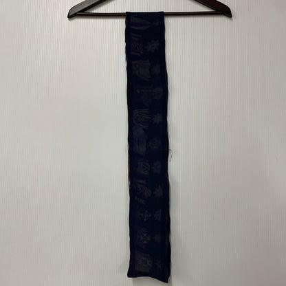 【中古品】【メンズ/レディース】 N6S67 シルク 勲章 総柄 ストール 服飾雑貨 187-260328-cs-11-izu カラー：ネイビー 万代Net店