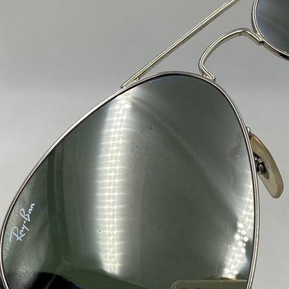 【中古品】【メンズ/レディース】 RAY-BAN レイバン RB3025 AVIATOR LARGE METAL アビエーター ラージ メタル サングラス 203-260615-cs-15-izu サイズ：58口14 カラー：シルバー×グリーン系 万代Net店