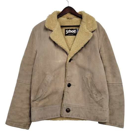 【中古品】【メンズ】 SUEDE LEATHER BOA JACKET スエード レザー ボア ジャケット USA製 アウター 145-260330-as-26-izu サイズ：38 カラー：ベージュ 万代Net店